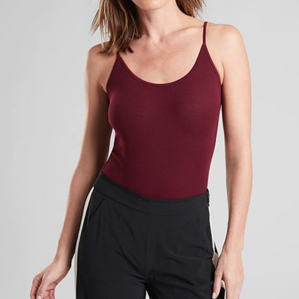 Athleta Essence Strappy Bodysuit Maroon Extra Small